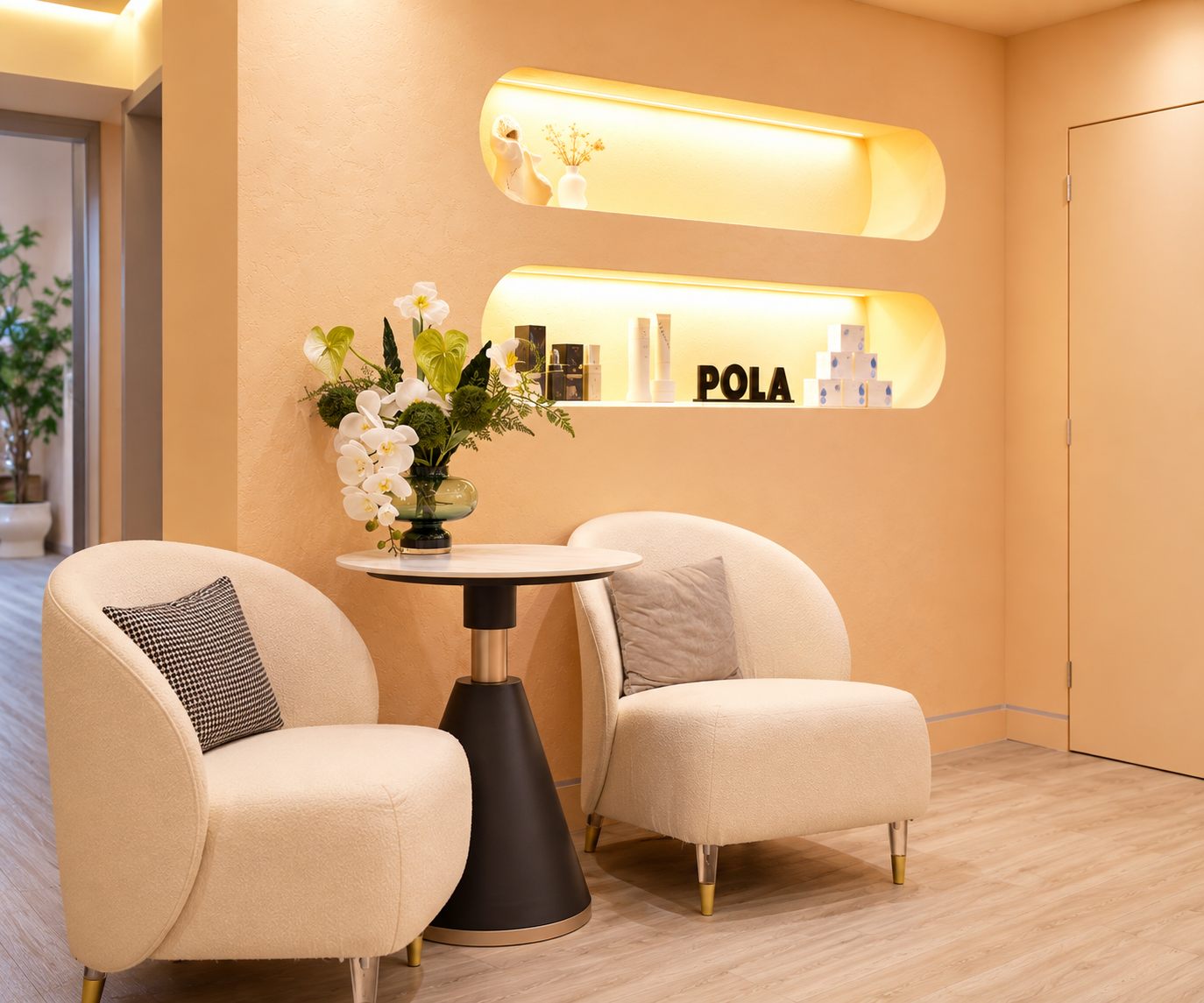 Tang Beauty consultation area with two lounge chairs