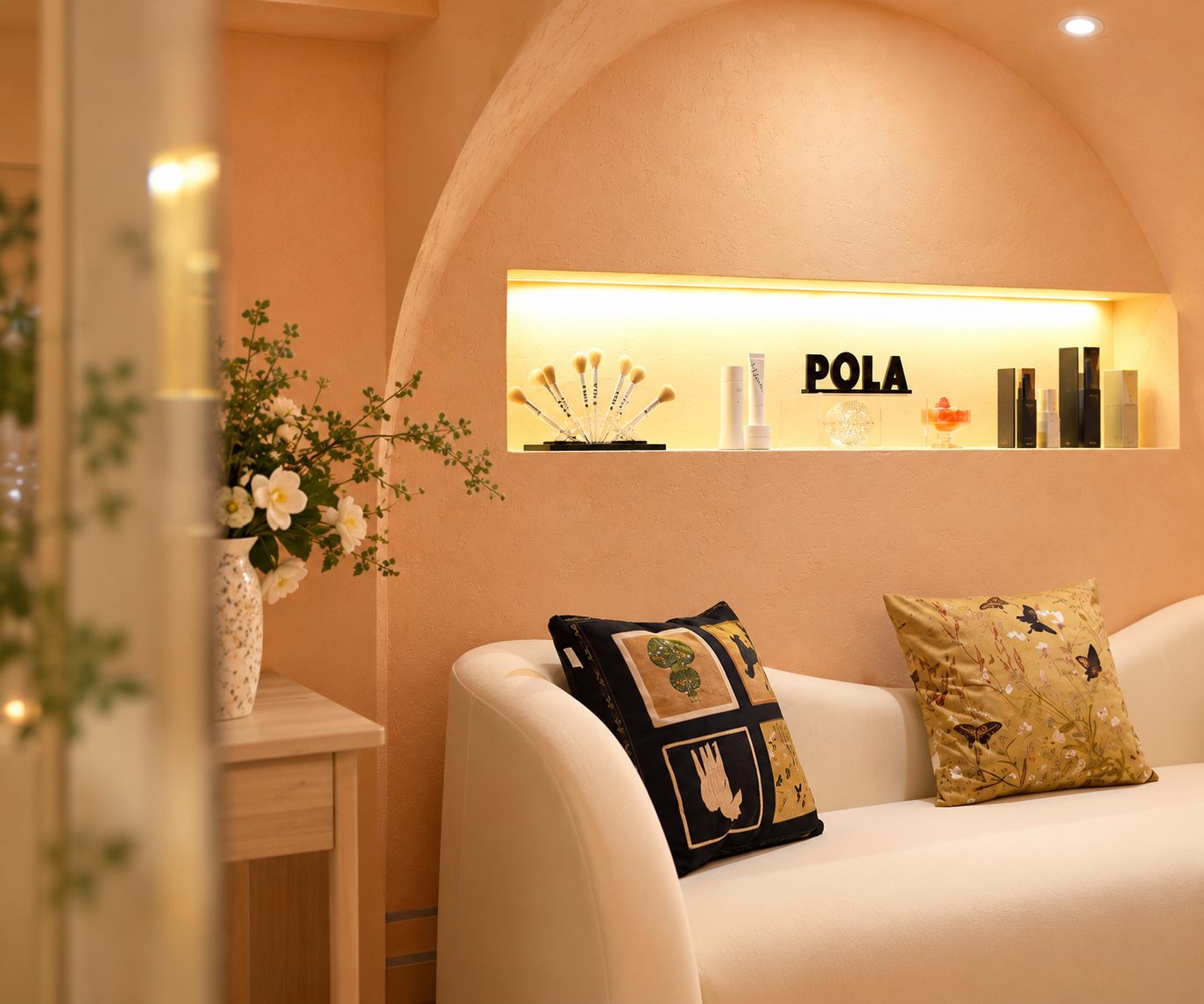 Tang Beauty lounge with POLA skincare display