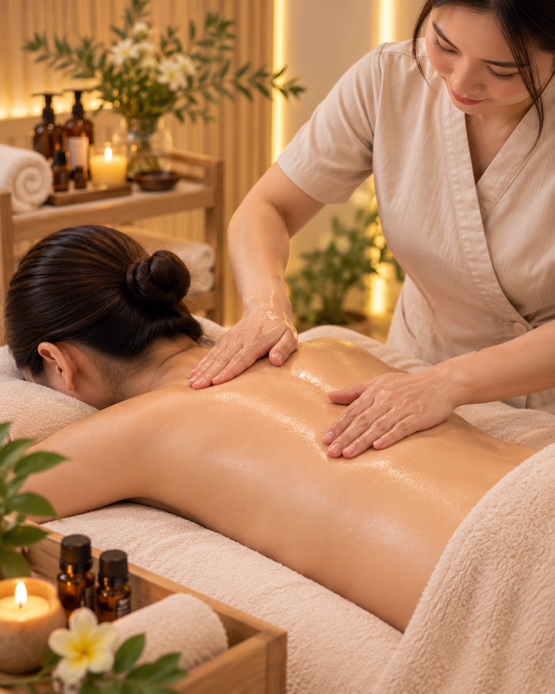 Calming aromatherapy and relaxation massage